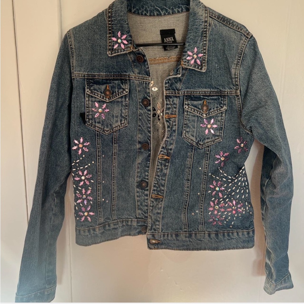 Anna sui denim bejeweled jacket.